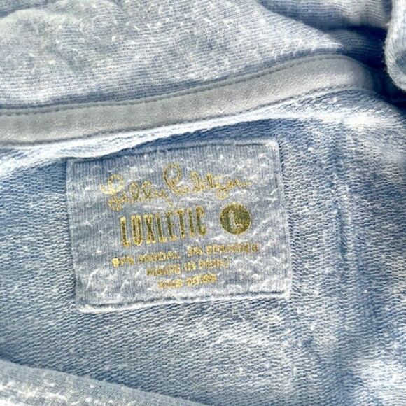 Lilly Pulitzer Light Blue Soft Luxletic Pullover Popover Sweater Sweatshirt L - Picture 4 of 5